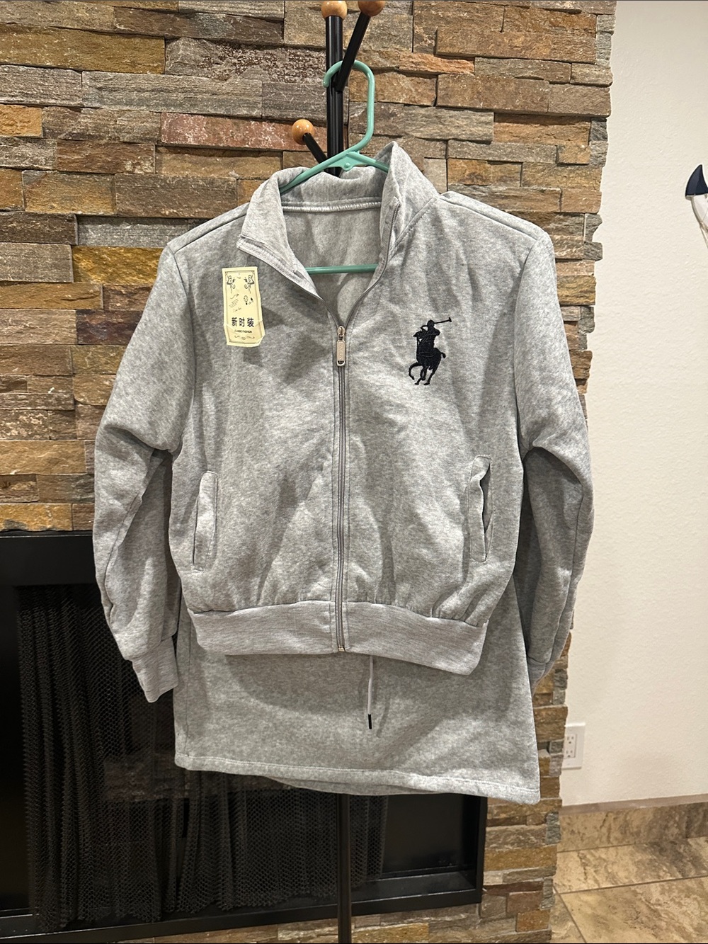 Clearance Gray Zip-Up Polo Logo Jacket set size S